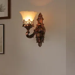 FOS LIGHTING Copper Aluminium Wall Lamp with Adorned Translucent Glass Shades-image-94