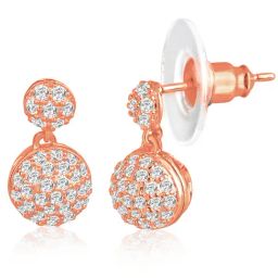 Peora Rose Gold Plated Contemporary CZ Studded Stud Pendant & Earring image 3