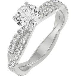 Emori 18k White Gold & Diamond Alia Twisted Band Solitaire Ring-image-76