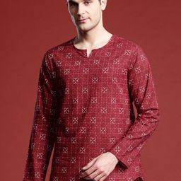 Anouk Men Geometric Printed Pure Cotton Kurta-image-24