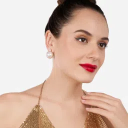 Zaveri Pearls Set of 2 Gold Tone Pearls Contemporary Statement Tassel & Studs Earrings-ZPFK17956 image 5
