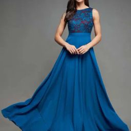 Miss Chase Blue Self Pattern Maxi Dress-image-68
