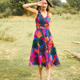 Mabish Multicolored Printed A-Line Dress-image-19