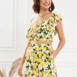 KASSUALLY White & Yellow Printed Co-Ord Set-image-25