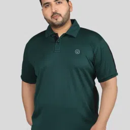 Chkokko Green Relaxed Fit Solid Polo T-Shirts-image-86