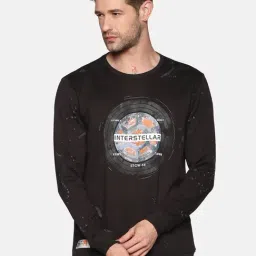 showoffff SHOWOFF Black Cotton Slim Fit Printed Sweatshirt-picture-0