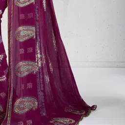 Anouk Ethnic Motifs Pure Georgette Block Print Saree image 4