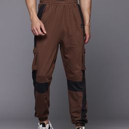 HRX by Hrithik Roshan Men Colourblocked Mid-Rise Cargo Style Lifestyle Joggers-image-71