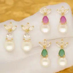 Sri Jagdamba Pearls Hansin Pearl Earrings Pack of 3-picture-44