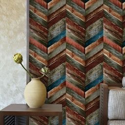 INDIAN ROYALS Brown & Grey Cross Stripes Printed Self-Adhesive & Durable Wall Sticker-image-43