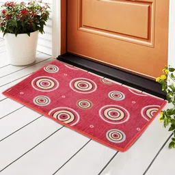 Aura Blue & Red Patterned Circles Design Anti-Skid Doormats-1