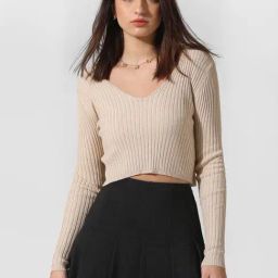 Only Beige Textured Crop Pullover-image-29