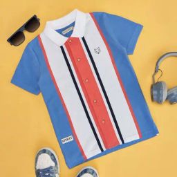 Pantaloons Junior Kids Alaskan Blue & White Cotton Striped Shirt-image-73