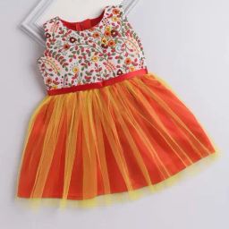 The Magic Wand Kids White & Yellow Embroidered Dress-image-43