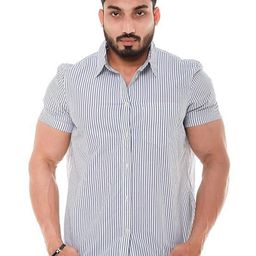 Twist99 Men Relaxed Fit Vertical Striped Spread Collar Cotton Casual Shirt-image-57