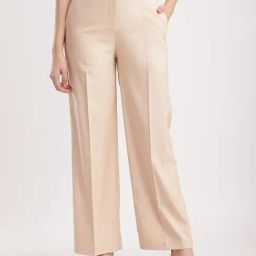Fablestreet Beige Polyester Relaxed Fit High Rise Trousers-picture-2