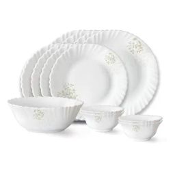 Larah by Borosil Ingot Fluted White Opalware 13 Pieces Dinner Set-17