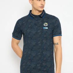 Duke Navy Slim Fit Printed Polo T-Shirt-image-93