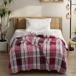 KOPA Pink & Grape Microfibre Checks Single Comforter-34