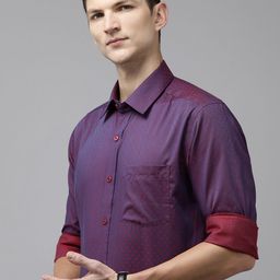 Park Avenue Self Design Textured Pure Cotton Formal Shirt-image-35