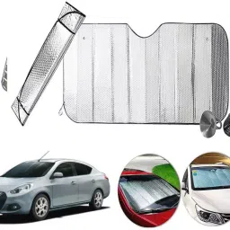 Auto Pearl F216 Dashboard Sun Shade Cover with Suction Cup for Renault Scala (Silver)-32