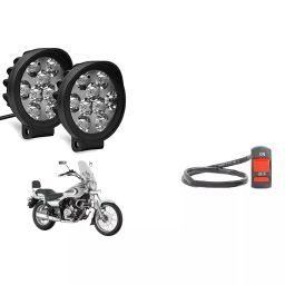 Cartronics 9 Round Cap LED Fog Light With On/Off Switch for Bajaj Avenger Cruise 220 (Set of 2 Pcs)-45