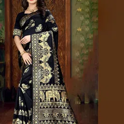F FASHION Ethnic Motif Woven Design Zari Pure Silk Kanjeevaram-Inspired Banarasi Saree-picture-13