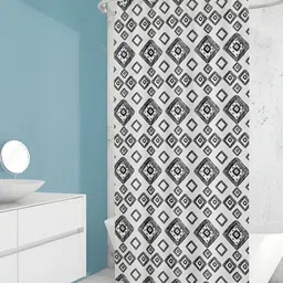 ArtzFolio Black & White Geometric Printed Water Proof Shower Curtain-image-57