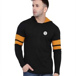 BEYOU FASHION Men Striped Hooded Cotton Slim Fit T-shirt-image-59
