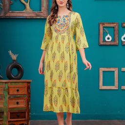OH MI DIOS Ethnic Motifs Print A-Line Midi Dress-picture-11