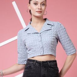 BEING NAUGHTY Shirt Style Crop Top-image-13