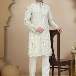 Jompers Men Floral Embroidered Kurta with Pyjama-picture-47