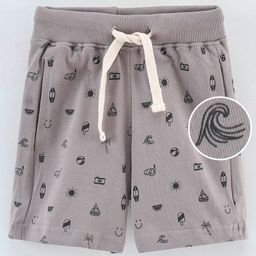 Ollypop Knee Length Shorts Printed- Grey-image-18