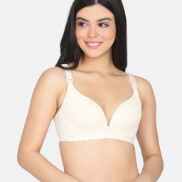 MAMMA PRESTO Floral Design Detail Full Coverage Lightly Padded Maternity Bra - Beige-image-5