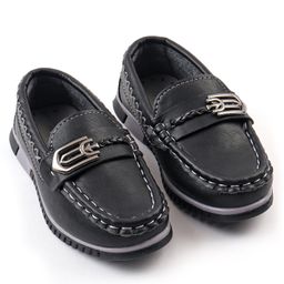 Cute Walk by Babyhug Slip On Solid Formal & Partywear Shoes with Chain Applique - Black-image-87