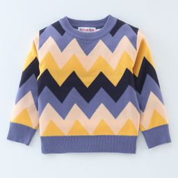 Kookie Kids Full Sleeves Sweater with Zig Zag Design - Multicolour-image-54