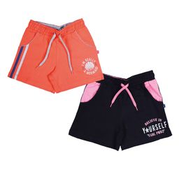 3PIN Pack Of 2 Text Printed Shorts - Coral & Black-image-6