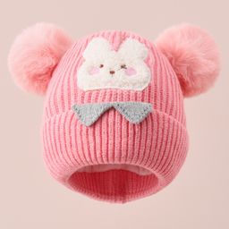 Babyhug Woollen Cap With Bunny Design - Pink-6