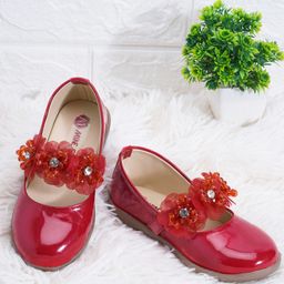 Mine Sole Floral Detailed Ballerinas -Red-image-87