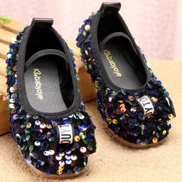 Babyoye Ballerina with Sequin Detailing Bow Applique - Black-image-23