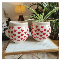 Niyara Small Combo Ceramic planters Pot for Home Garden Balcony (Heart Combo)-image-30