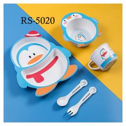 AKN TOYS Bamboo Baby Tableware Set, Eco Friendly Baby Penguin Shape Bamboo Fiber Dinner Set for Weaning Toddlers/Kids, Set of Plate Bowl Cup Fork& Spoon/Baby Feeding Utensils-20