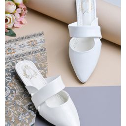 Shoetopia Solid Slip On Mules - White-image-84