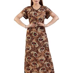 LIFE-TALE Women Brown Pure Cotton Nightdress-image-76