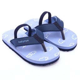 Babyoye Flip Flops With Backstrap Closure Cloud Print - Blue image 2