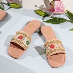 Inc 5 Women Embellished Ethnic Open Toe Flats-6