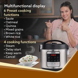 AGARO Royal Electric Rice Cooker, 5L Ceramic Coated Inner Bowl, Steam Basket, 5 Preset Cooking Function with Advanced Fuzzy Logic,  Keep Warm Function , Cooks up to 10 Cups (900g) of Raw Rice, Silver image 3
