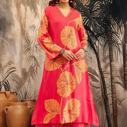 Sangria Women Floral Printed Kurta With Palazzo-picture-37