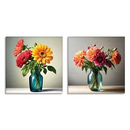 RANDOM White & Green 2 Pieces Floral Paintings Canvas Wall Art-40