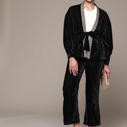 aarke Ritu Kumar Embroidered Velvet Tunic & Trousers-25
